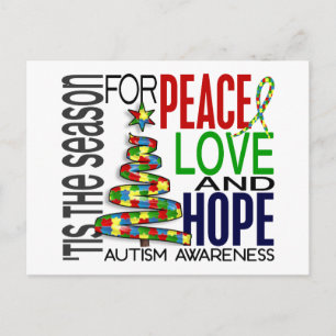 Peace Love Hope Christmas Holiday Autism