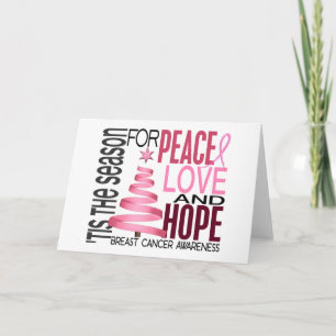 Peace Love Hope Christmas Holiday Breast Cancer Card