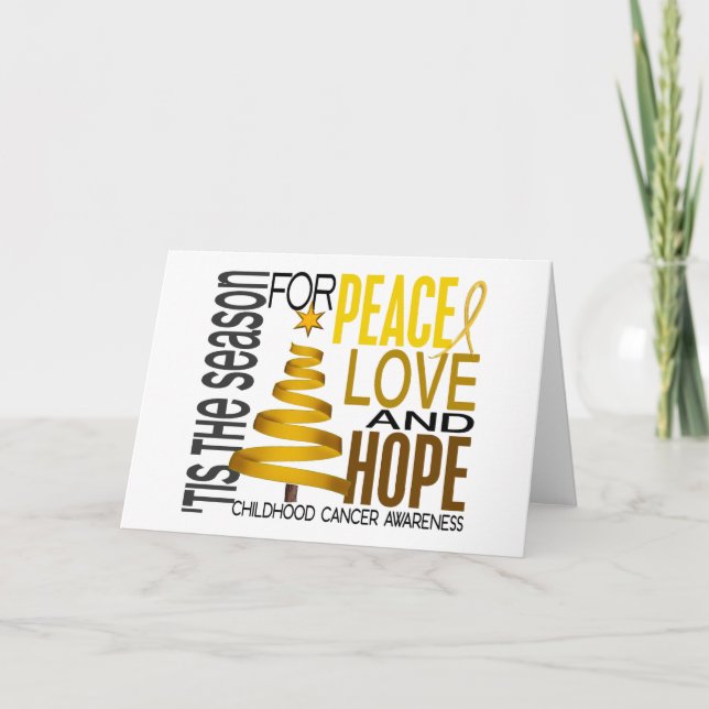 Peace Love Hope Christmas Holiday Childhood Cancer Card (Front)
