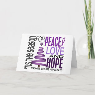 Peace Love Hope Christmas Holiday Crohn's Disease Card