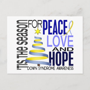 Peace Love Hope Christmas Holiday Down Syndrome Postcard