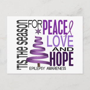 Peace Love Hope Christmas Holiday Epilepsy Postcard
