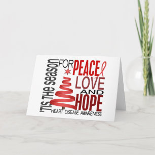 Peace Love Hope Christmas Holiday Heart Disease Card