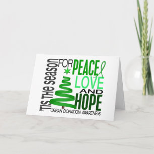 Peace Love Hope Christmas Holiday Organ Donation Card