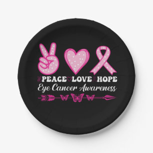 peace love hope eye breast cancer awareness paper plate