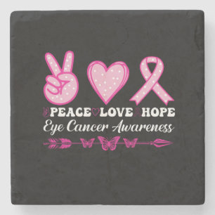peace love hope eye breast cancer awareness stone coaster