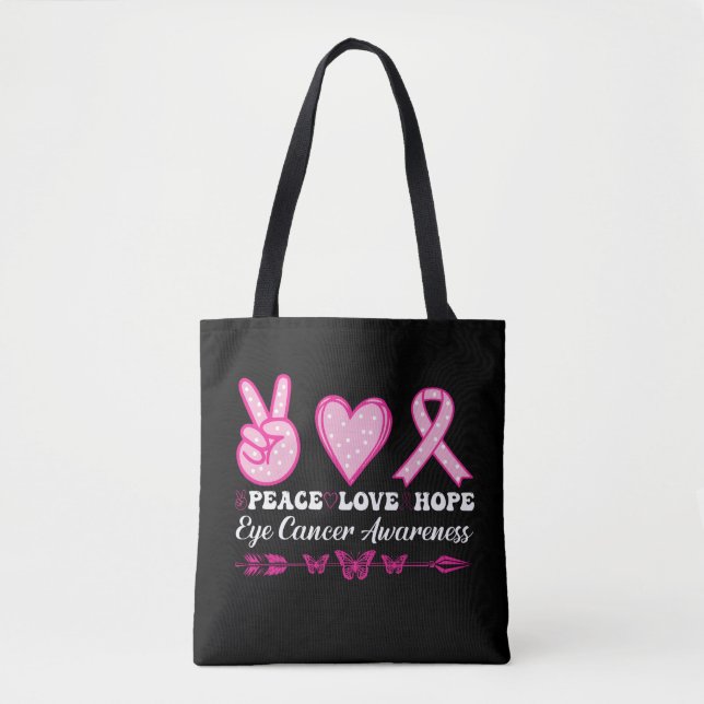 peace love hope eye breast cancer awareness tote bag (Front)