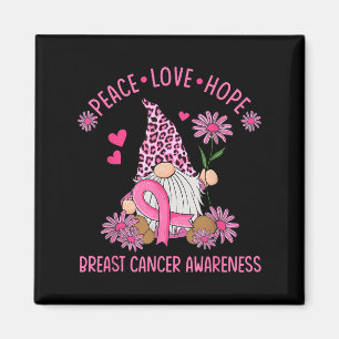 Peace Love Hope Gnome Leopard Breast Cancer Awaren Magnet