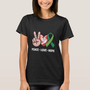 Peace Love Hope - Green Ribbon Awareness & Suppor T-Shirt