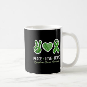 Peace Love Hope Green Ribbon Lymphoma Cancer Aware Coffee Mug