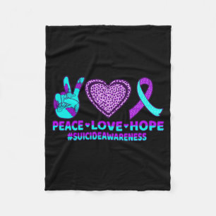 Peace Love Hope Happy Prevention Awareness Graphic Fleece Blanket
