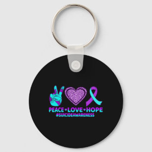 Peace Love Hope Happy Prevention Awareness Graphic Key Ring