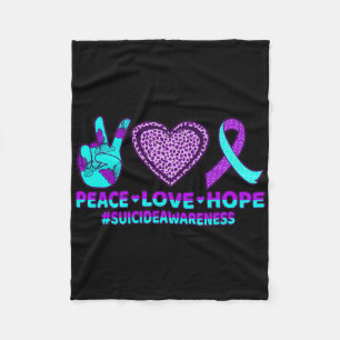 Peace Love Hope Happy Suicide Prevention Awareness Fleece Blanket