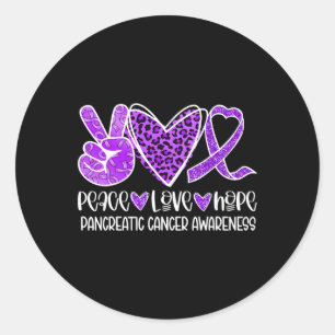 Peace Love Hope Leopard Purple Pancreatic Cancer A Classic Round Sticker