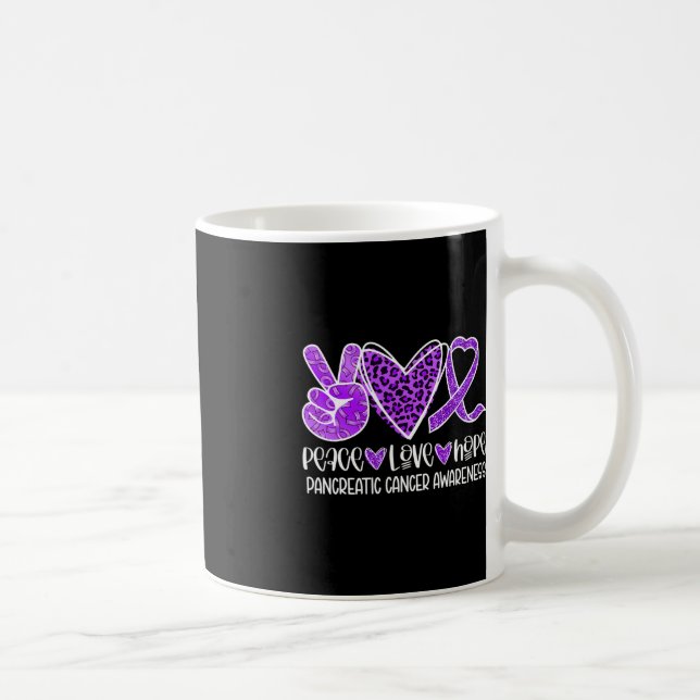 Peace Love Hope Leopard Purple Pancreatic Cancer A Coffee Mug (Right)