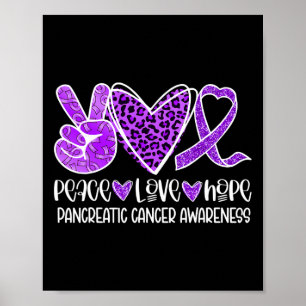 Peace Love Hope Leopard Purple Pancreatic Cancer A Poster