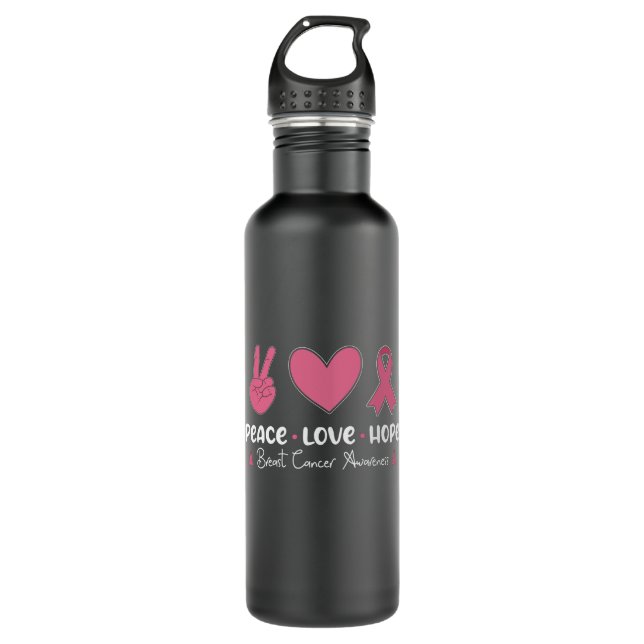 Peace Love Hope Matching Breast Cancer Awareness 710 Ml Water Bottle (Front)