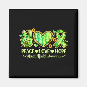 Peace Love Hope Mental Health Awareness Butterfly Magnet