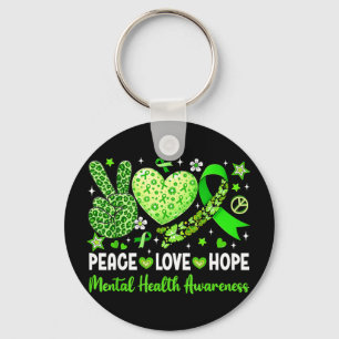 Peace love hope mental health awareness greenPeace Key Ring
