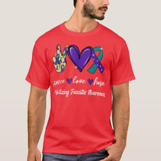 Peace Love Hope Necrotising Fasciitis Ribbon Aware T-Shirt