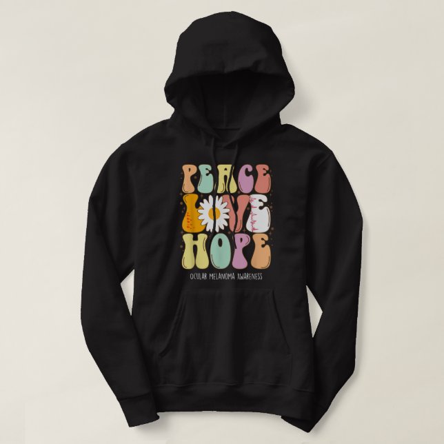 Peace Love Hope Ocular Melanoma Awareness Gift  Hoodie (Design Front)