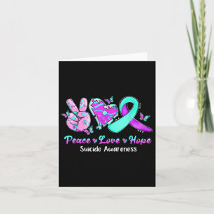 Peace Love Hope Purple & Teal Ribbon Suicide A Card