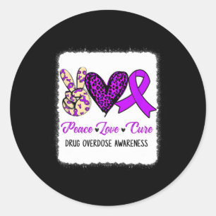 Peace Love Hope Purple Ribbon Drug Overdose Awaren Classic Round Sticker