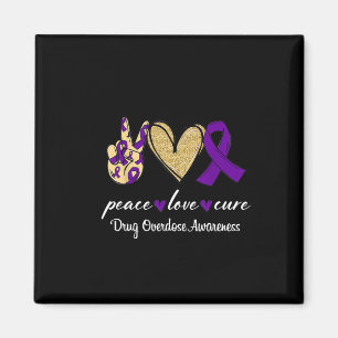 Peace Love Hope Purple Ribbon Drug Overdose Awaren Magnet
