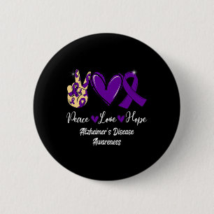 Peace Love Hope Purple Ribbon Heimerheimer Disease 6 Cm Round Badge