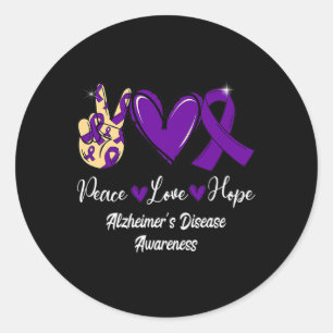 Peace Love Hope Purple Ribbon Heimerheimer Disease Classic Round Sticker
