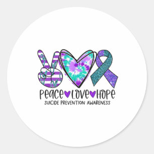 Peace Love Hope Suicide Prevention Awareness Classic Round Sticker