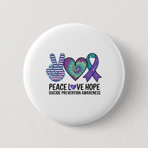 Peace Love Hope Suicide Prevention Tie Dye Awarene 6 Cm Round Badge