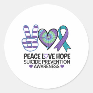 Peace Love Hope Suicide Prevention Tie Dye Awarene Classic Round Sticker