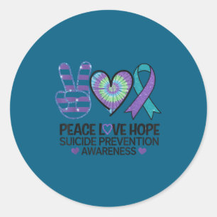 Peace Love Hope Suicide Prevention Tie Dye Awarene Classic Round Sticker