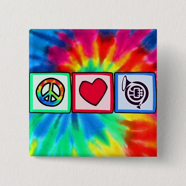 Peace, Love, Horns 15 Cm Square Badge (Front)