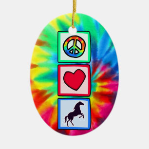 Peace, Love, Horses Ceramic Ornament