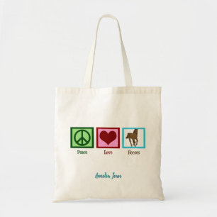 Peace Love Horses Cute Custom Horseback Riding Tote Bag