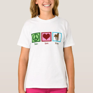 Peace Love Horses Cute Girls T-Shirt