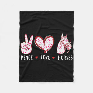 Peace Love Horses For Men Women Gifts Horseback Ri Fleece Blanket