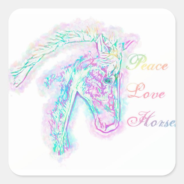 Peace Love Horses Square Sticker (Front)