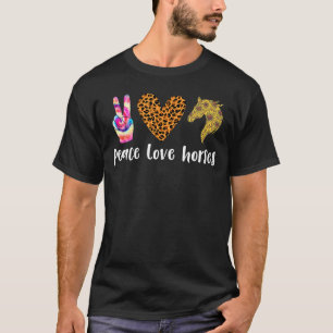 Peace Love Horses Tie Dye Leopard Rider Jockey Der T-Shirt