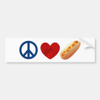 Peace Love Hotdog Bumper Sticker