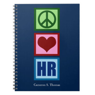 Peace Love HR Personalised Human Resources Notebook