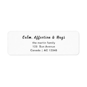 Peace Love & Hugs Minimal Christmas Address Design Return Address Label