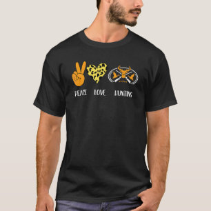 Peace Love Hunting Lazy Halloween Costume Cool Fis T-Shirt