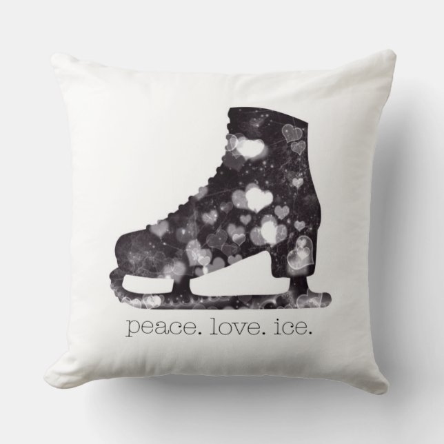 Peace Love Ice Figure Skating Art by S Szczucki Cushion (Front)