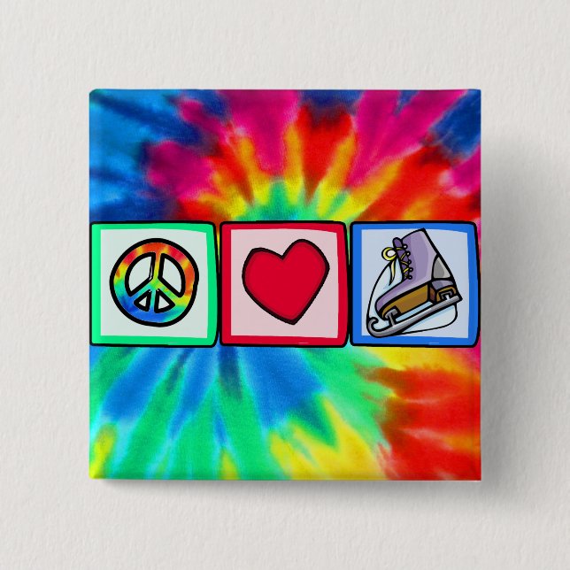 Peace, Love, Ice Skate 15 Cm Square Badge (Front)