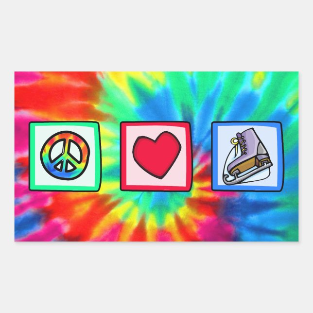 Peace, Love, Ice Skate Rectangular Sticker (Front)