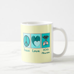Peace Love ICU Nurse Coffee Mug