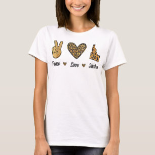 Peace Love Idaho Leopard Flag Map Souvenirs For Me T-Shirt
